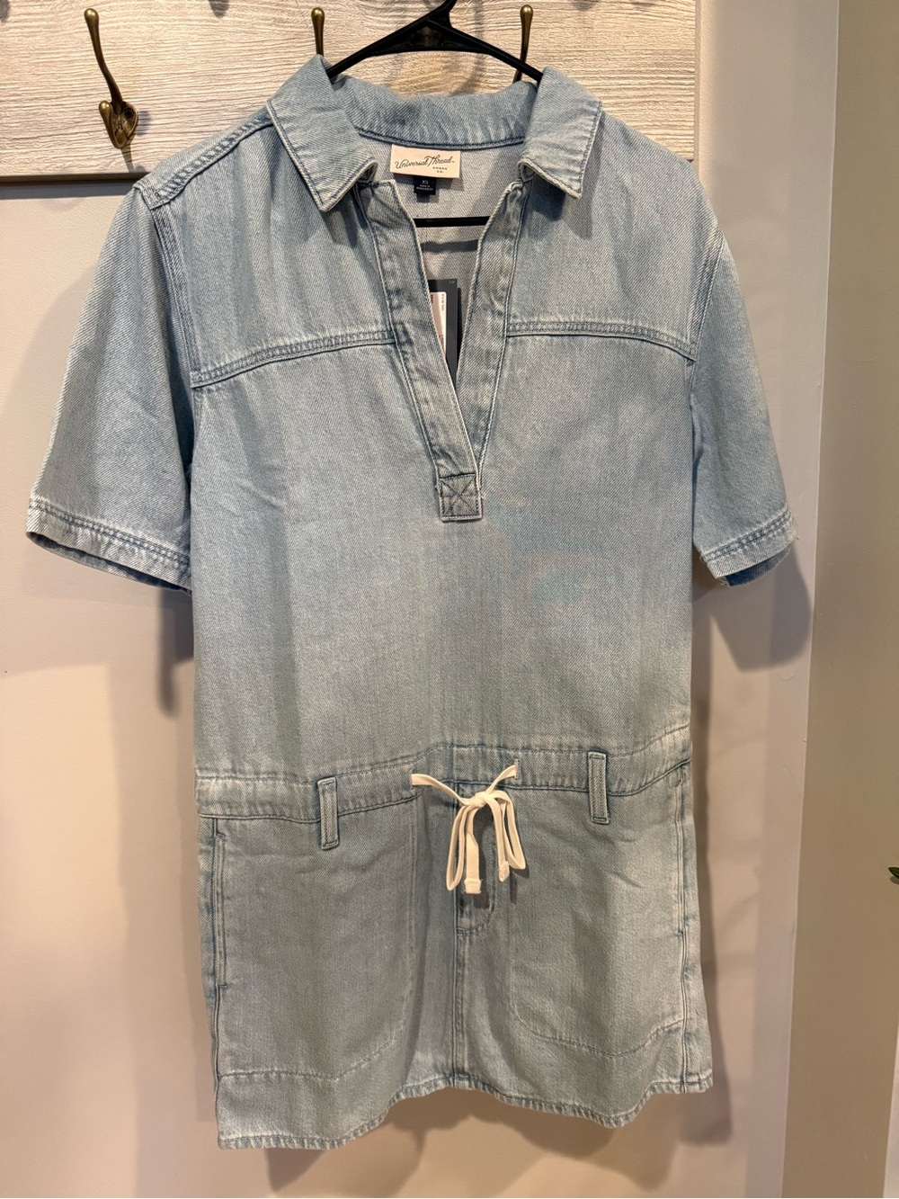 Universal Thread Light Blue Denim Short-Sleeve Romper